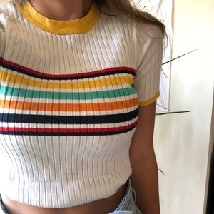 70s inspired sweater short sleeve shirt 🌈🌼